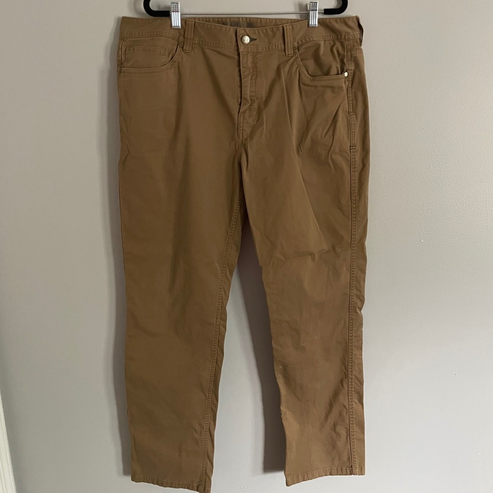 Toad&Co Mission Ridge Pant Mens 38x32 Brown Lean Fit Organic Cotton Outdoor Gorp